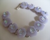 Contemporary blooms miniature lilac/dichroic flower glass fused  bracelet