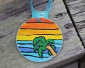 Ornament  Hand Painted Wooden Wave Artwork Free Shipping