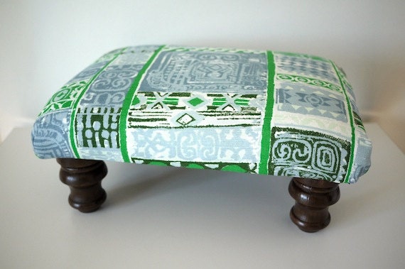 Blue Green Tribal Footstool Ottoman