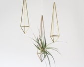 Brass Himmeli Hanging Planter / Hanging Mobile Prism no. 1 / Geometric Ornament / Air Plant Hanger