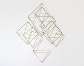 Large Brass Himmeli / Modern Hanging Mobile / Geometric Sculpture