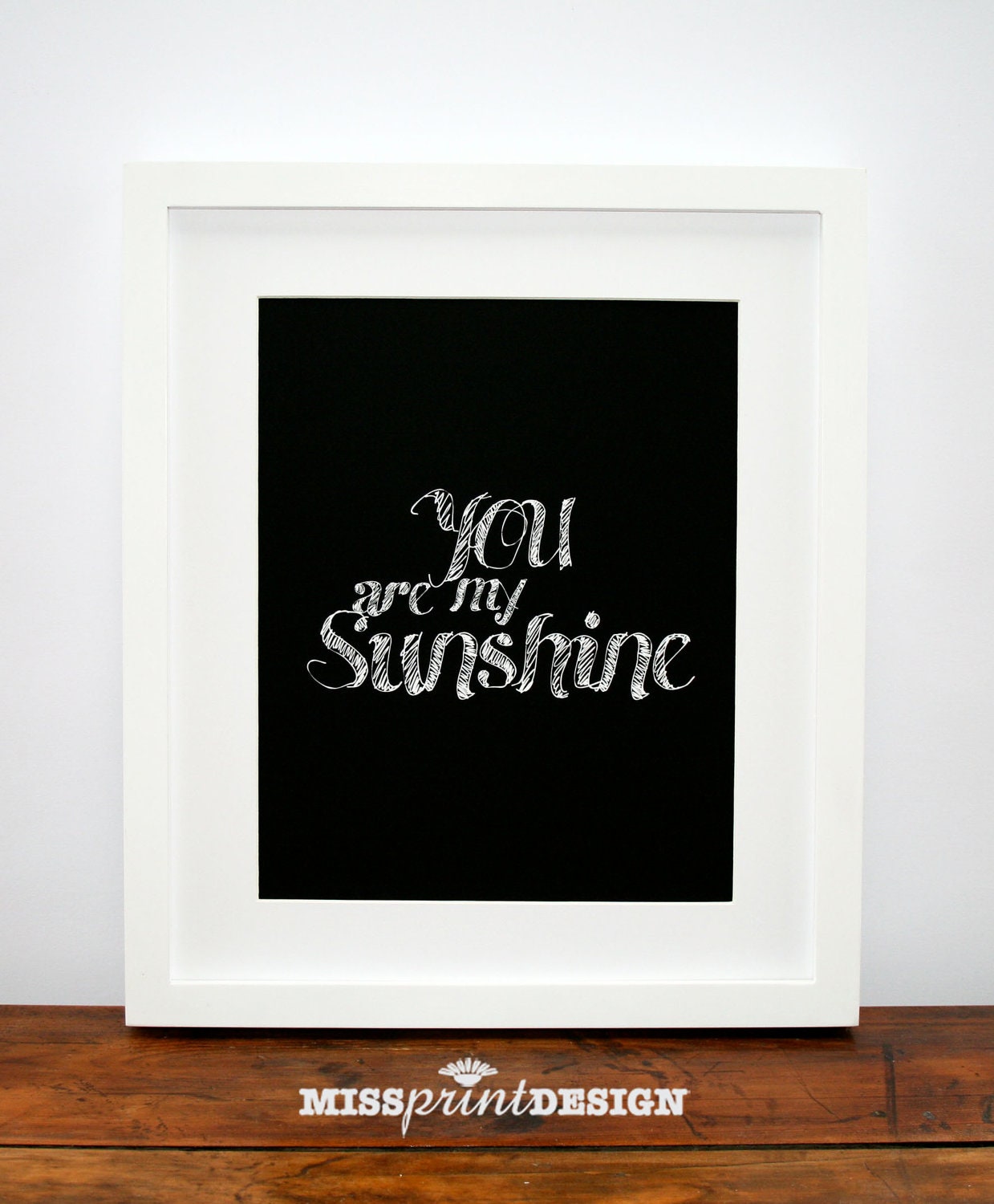 YOU are my SUNSHINE - Chalkboard Inspired, Baby Nursery Wall Art, Baby Shower Gift 8x10