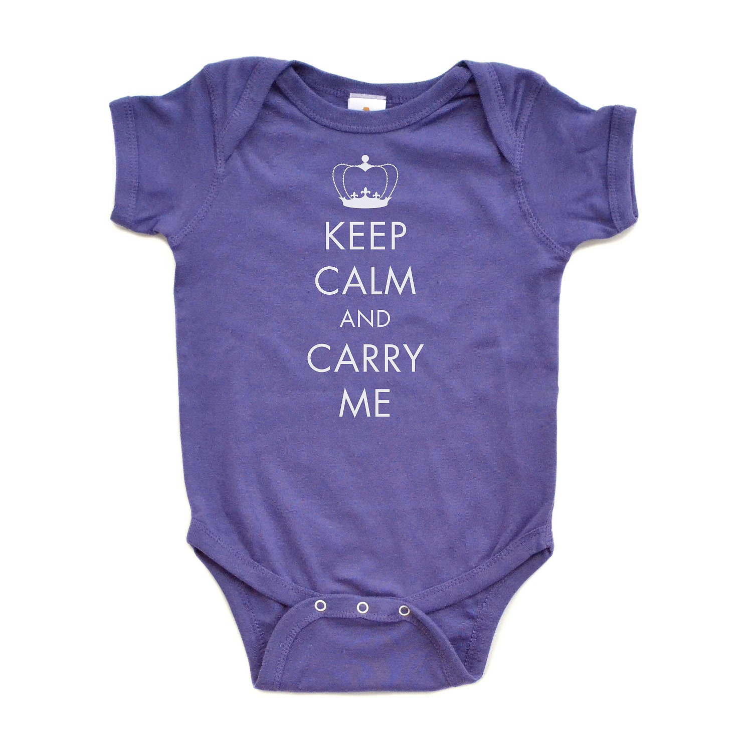 Keep Calm and Carry ME - White Design on Purple, Turquoise or Red Short Sleeve Baby Bodysuit - 0379-4400
