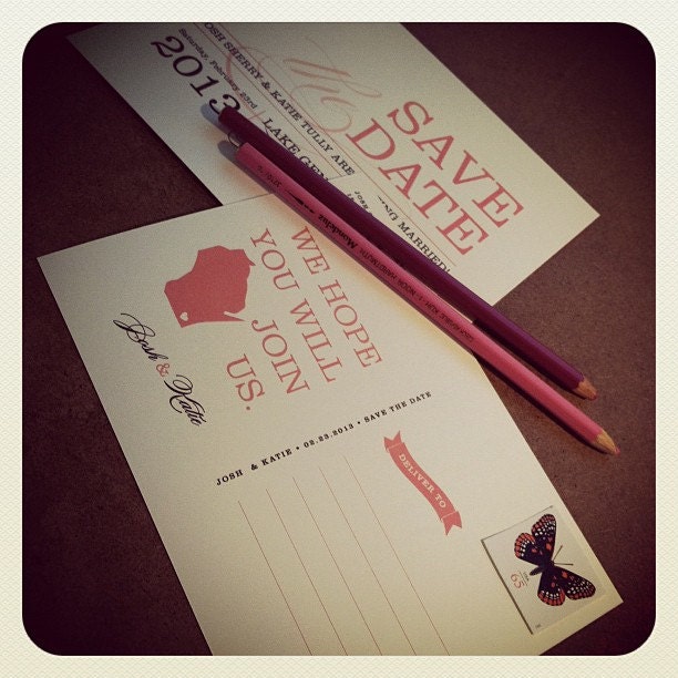 State style Save the Date Postcard- Wedding Invitations Text styl - available as PDF DIY