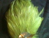 Steampunk Feather Clock Face Fascinator Barrette - Moss