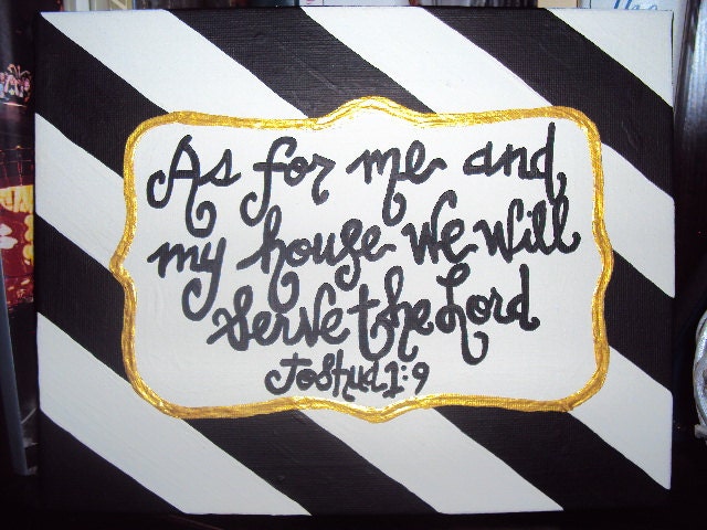 Hand Painted 8x10" Black and Cream Stripe Canvas
