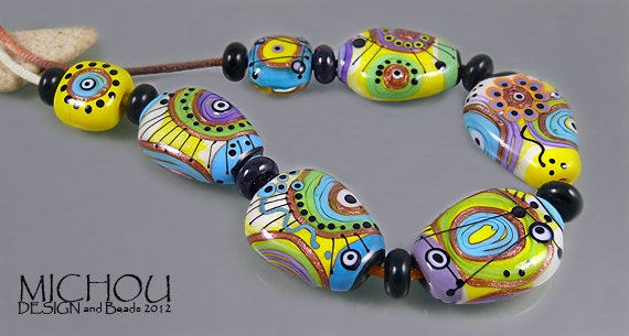 Passion Color Poetry -  Lampwork Glass bead Set by Michou P. Anderson