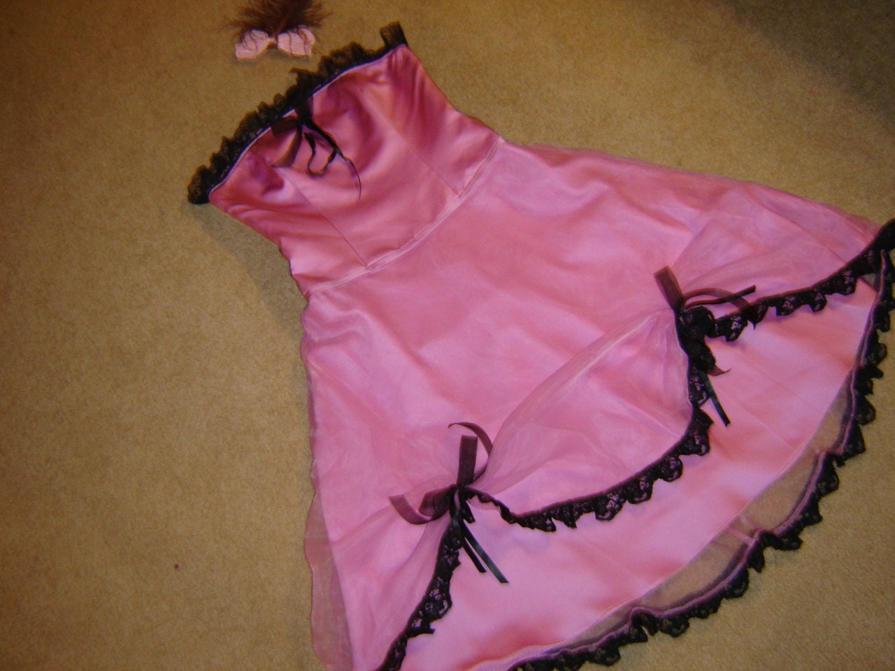 BURLESQUE old west saloon dance hall showgirl pink dress COSTUME womens 12 Halloween