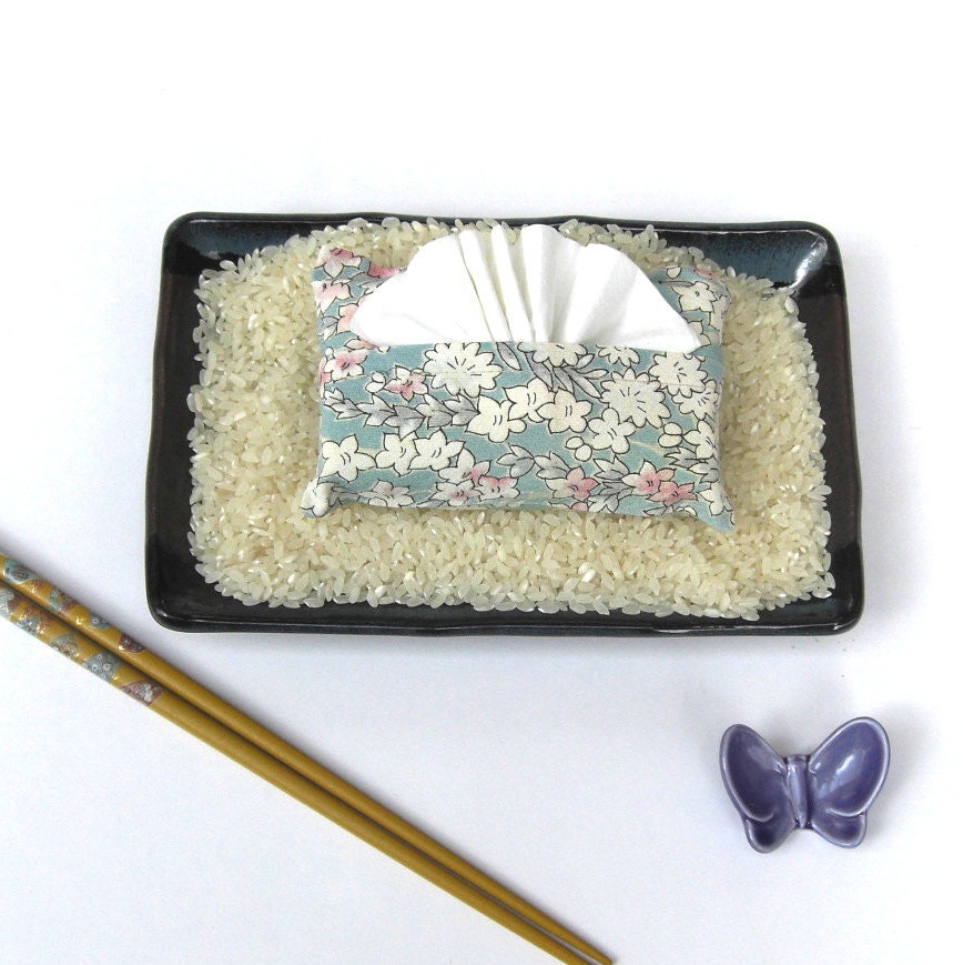Soft Blue Silk Kimono Tissue Tote