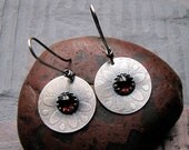 Ready to Ship.  Sterling Silver and Garnet Floral Long  Dangle Earrings January Birthstone