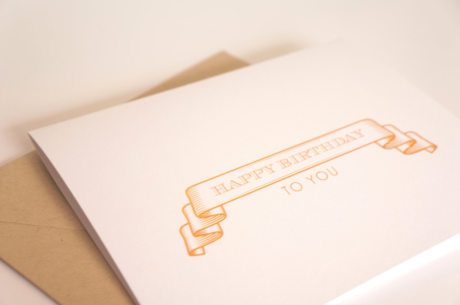 Peach Banner Happy Birthday Card