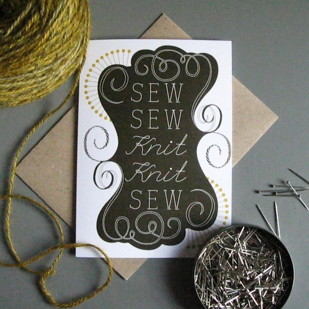 Sew sew knit knit sew greeting card