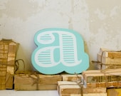 Aqua Letter A Wall Decor Striped