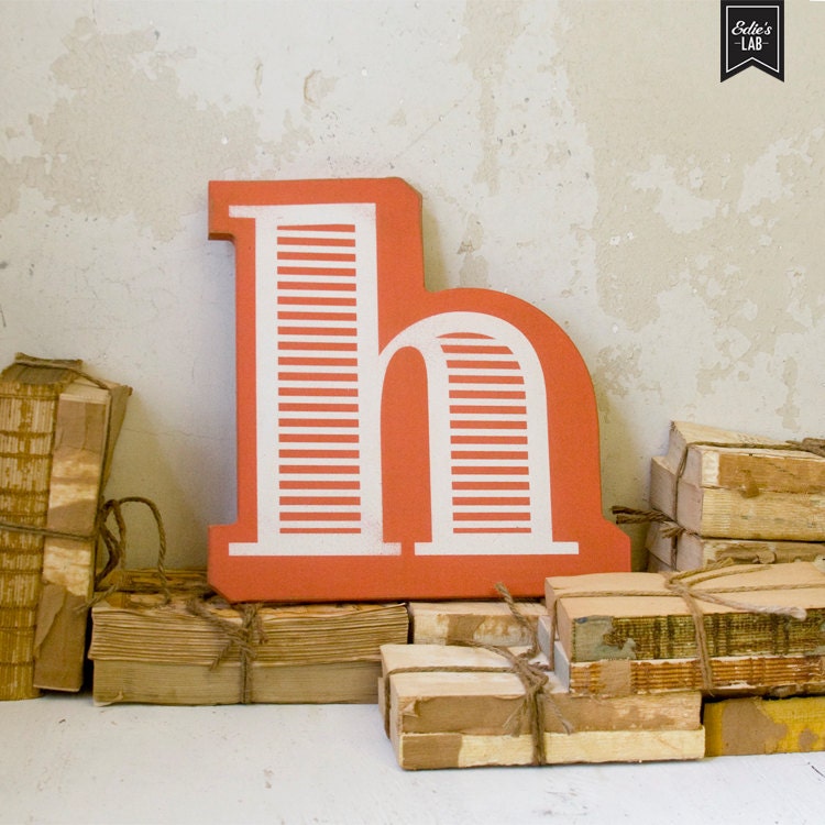 Red Letter H Wall Decor Striped