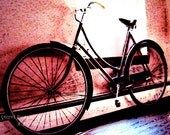 Summer Bicycle - "Save Gas and 2-Wheel" - Digital Art Photography Print - downtown inner city bike art 5 x 7 small size