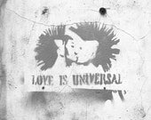 Love Is Universal - 8x10 Fine Art Photograph - Graffiti Kiss Poster Home Decor Punk Urban Street Typography Valentine's Day Wall Art