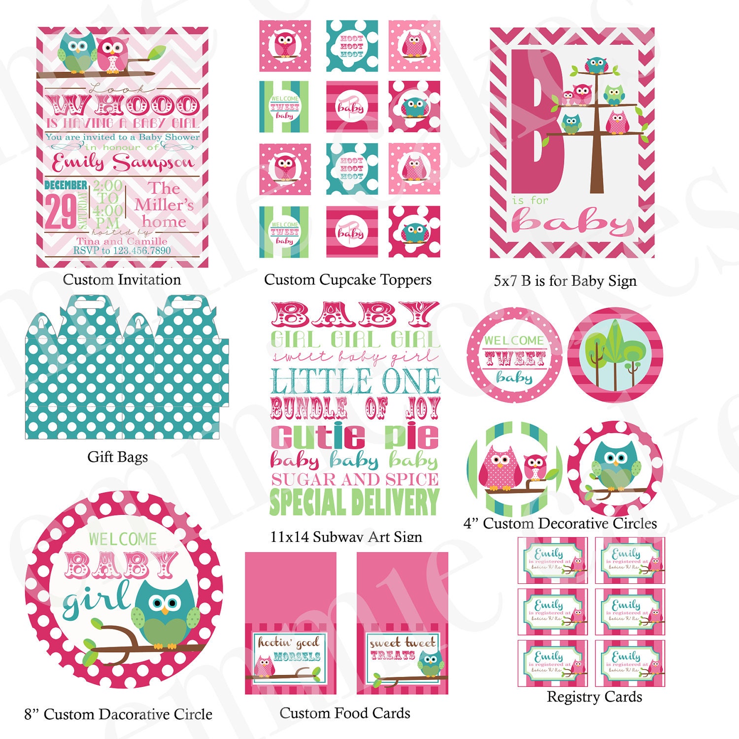 Custom Owl Baby Shower Printable Kit Il_570xn