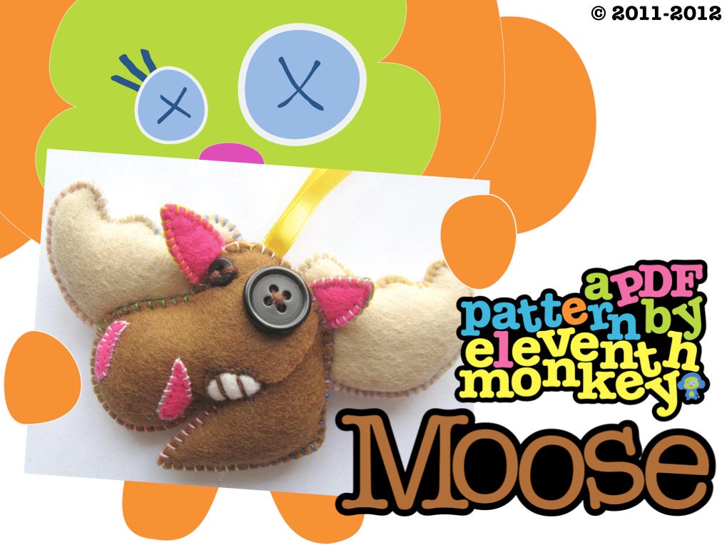 Felt Plush Moose PDF pattern & tutorial - Felt Plush Moose DIY
