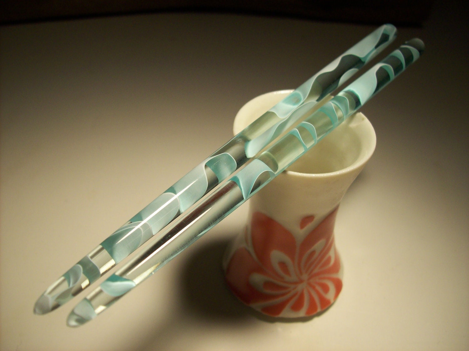 Cool Mint water 6 in acrylic Hair sticks.