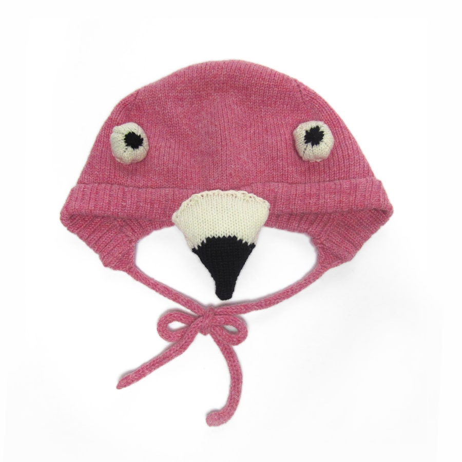 Pink Knitted Baby Flamingo Hat, Tail and Booties Set, Handmade Baby Costume