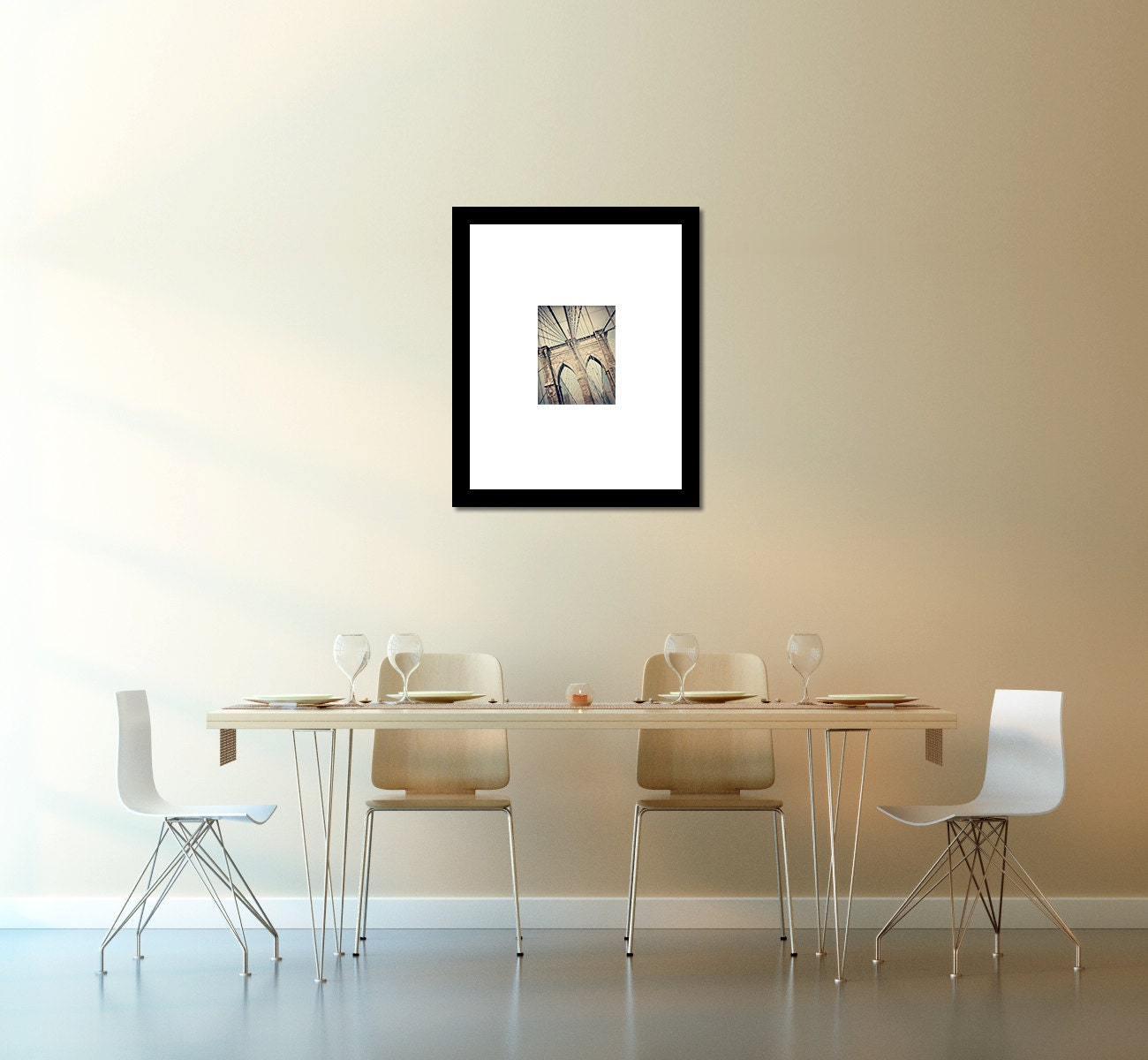 New York City Photography - Brooklyn Bridge Wall Decor - Pathway- office decor, brooklyn wall art. bridge art. architecture.