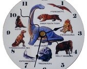 Cd Clock Dinosaur Species Recycled Compact Disc Clock for Desk or Wall