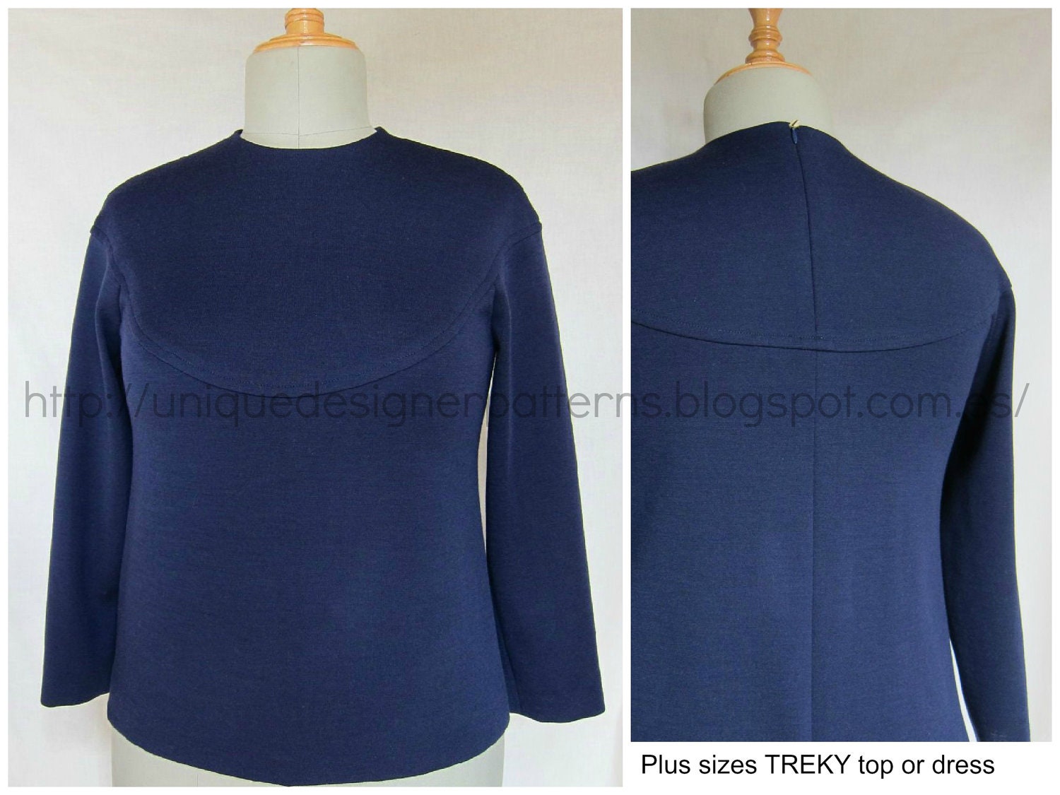 TREKY Top or dress pattern for PLUS SIZES.-