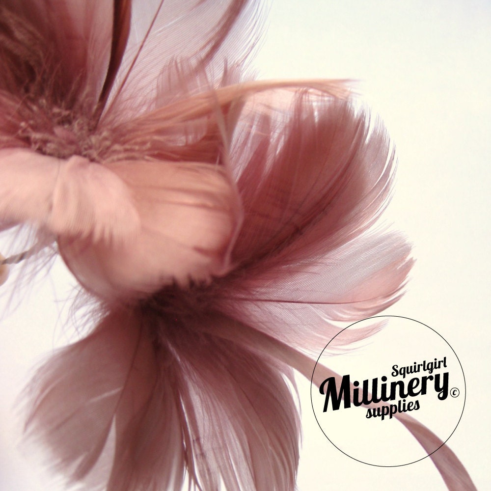 Mauve Goose Feather Flower Hat Trim for Fascinators, Wedding Veils and Hat Making
