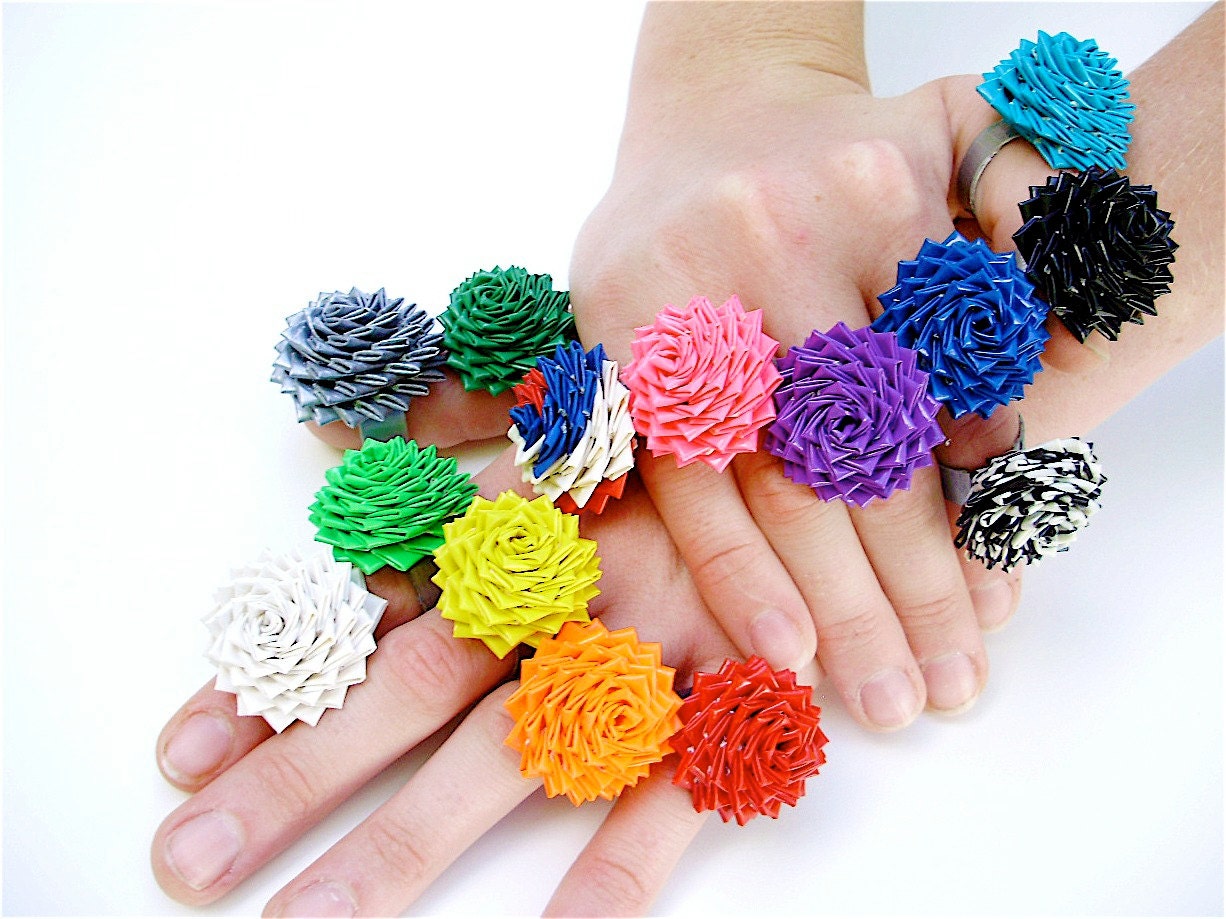 Bulk Listing - 10 Custom Duct Tape Rose Rings