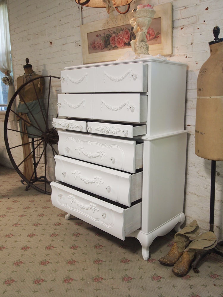 Painted Cottage Chic Shabby White French Dresser CH381