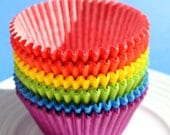 BOYS Rainbow Cupcake Liners - 6 colors in solids (60 count - 10 each color)
