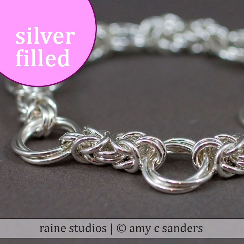 Silver Fill Byzantine Love Knots Chainmaille Handmade Bracelet
