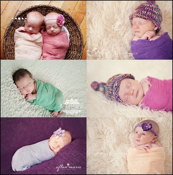 You Pick 3 Cheesecloth Wraps Newborn Baby Boy Girl Cotton Fabric Swaddle Maternity Photography Session Props - Ready to Ship