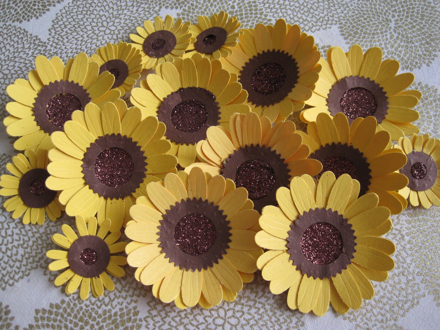 Handmade Sunny Sunflower Paper Flowers - Set of 15