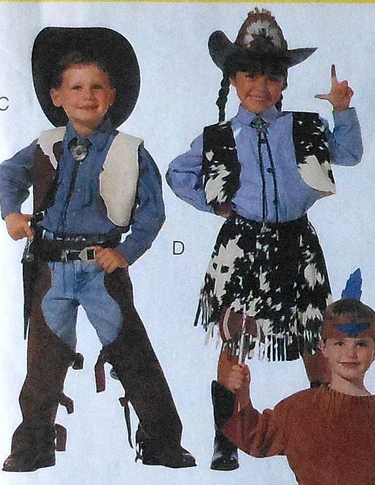 Cowboy & Cowgirl Costume Sewing Pattern UNCUT Child Sizes 5-6 McCalls 6799 western