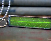 Artisan Glass Preserved Skeletal Leaf Pendant