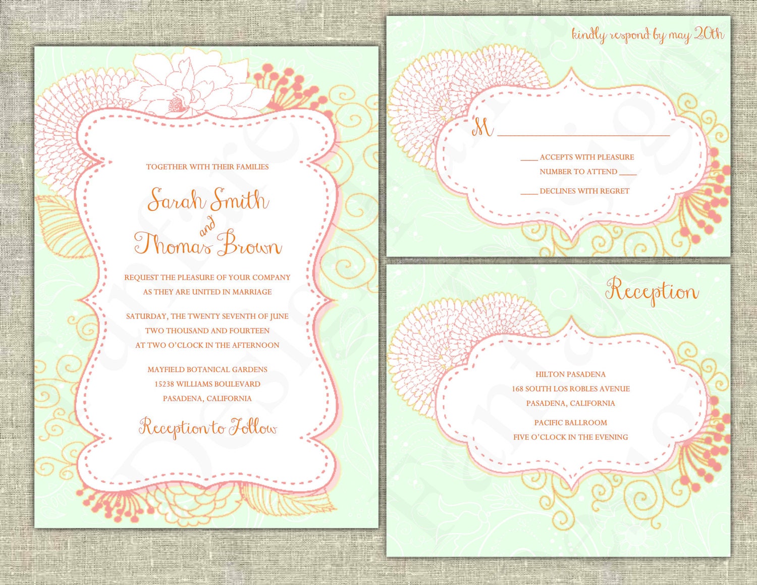 SALE 10% OFF - DIY Printable Julianne Wedding Invitation Suite in Download Digital Files
