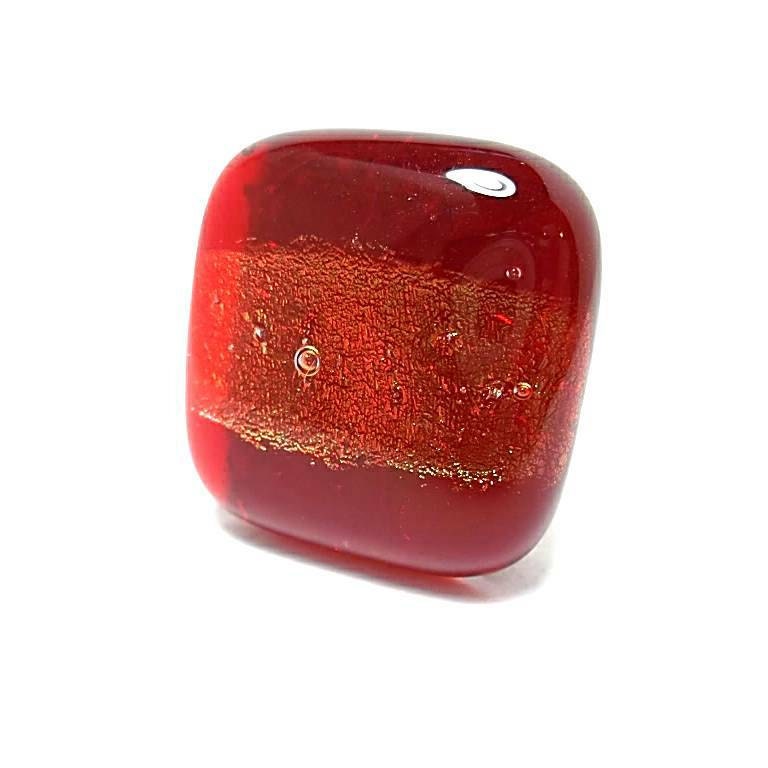 Christmas/Dichroic Glass Ring/ Fused Glass Ring/ Adjustable Ring/Red
