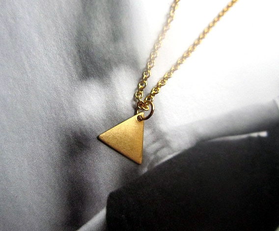 Triangle brass pemdant necklace geometry pendant gold chain