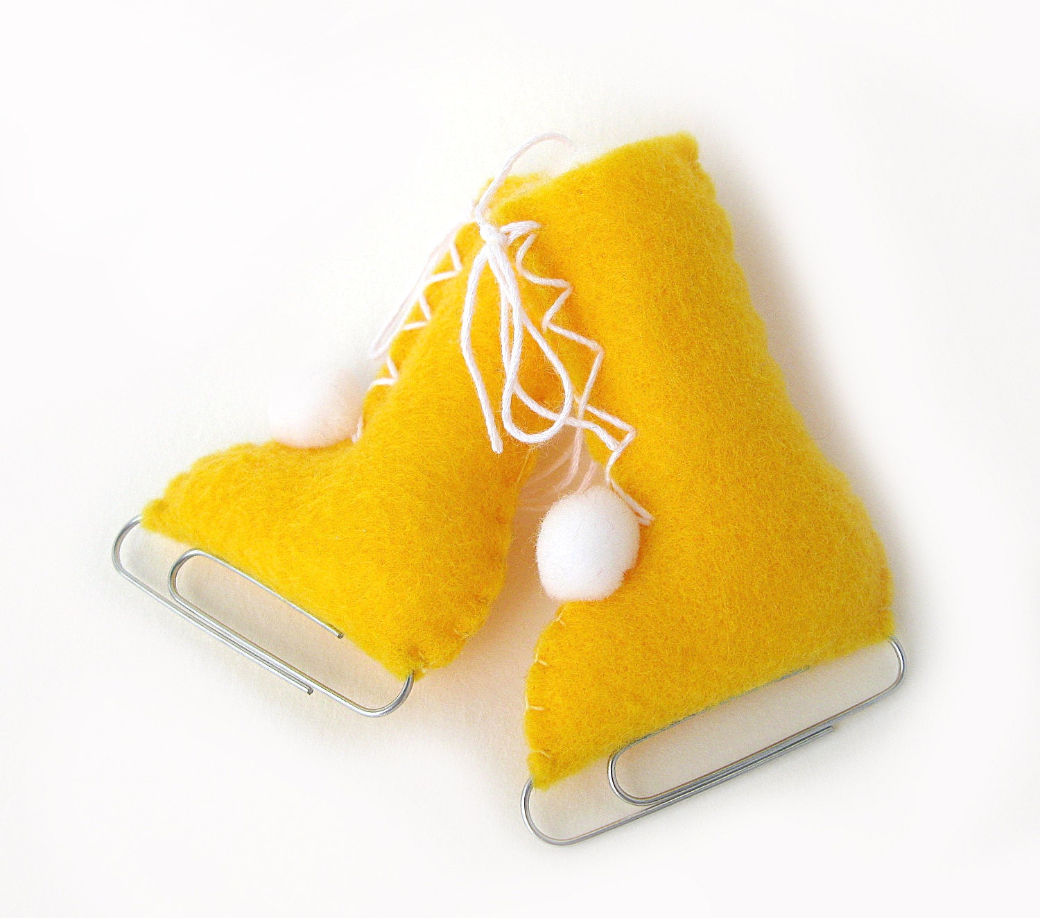 Felt Ice Skates Ornament Home Decor Gold Yellow Christmas Eco-Friendly