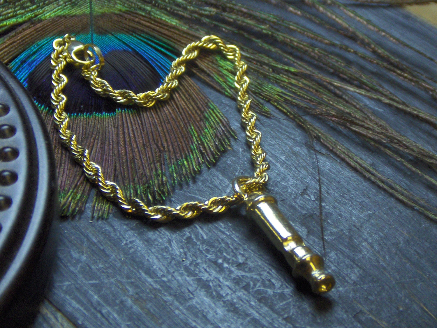 Vintage Goldtone Whistle bracelet. Gift for her