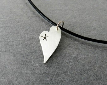 Storybook Heart Necklace 2, Heart and Star Necklace, Sterling Silver Jewelry