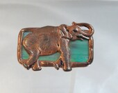 Vintage Elephant Brooch. Copper. Poured Glass. Political. Republican.