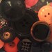 RESERVED For Melanie - Halloween Button Picture Frame in Orange, Black and Lime for 4"x6" Photo