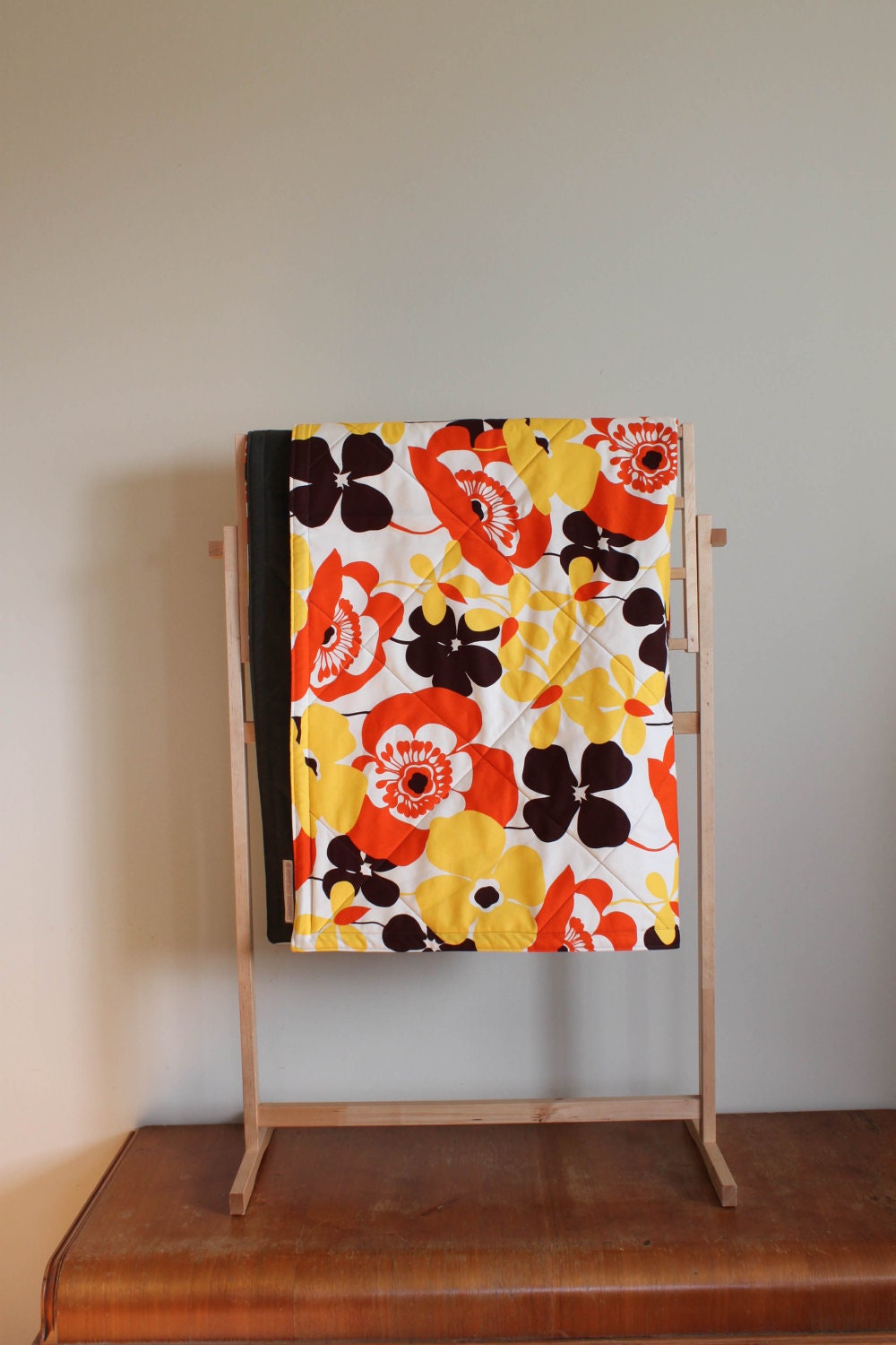 Large Modern Baby Floor Mat. Orange Blossoms Playmat. Natural Baby Activity Mat. Monogramming Available