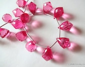SALE - Candy Pink Quartz Faceted Chandelier Briolettes - Matched Pair