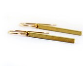 Simple Gold Stick Earrings in Vintage Brass and Gold Filled
