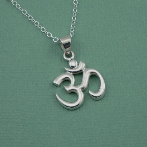 Large Om Pendant Necklace - sterling silver  yoga pendant - jewelry - gift