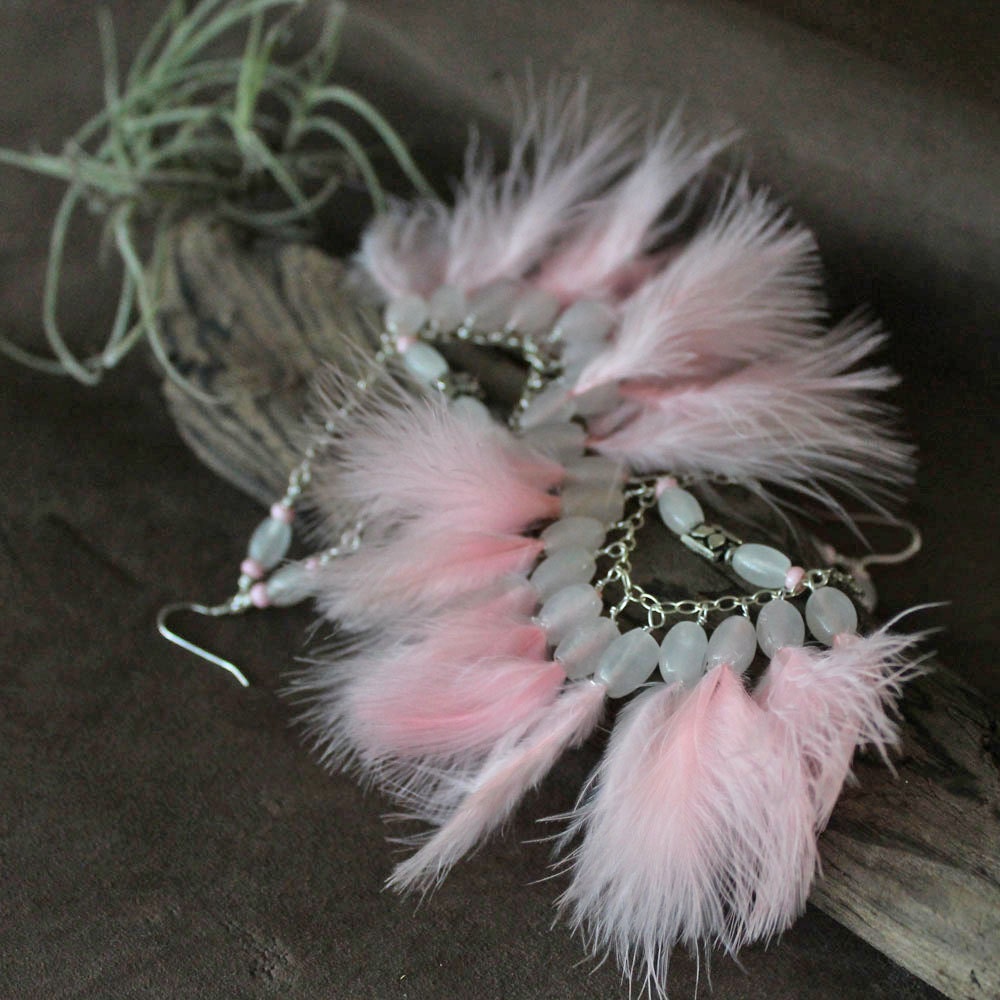 ON SALE Earrings Dangle Pink Marabou Feathers: "Summer Flirtation" RETIRES Midnight 7/23/2013