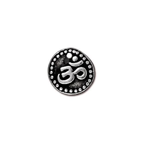 10 Charms - TierraCast OM Coin Charms pewter with antiqued silver finish 11mm Diameter x 2mm Thk